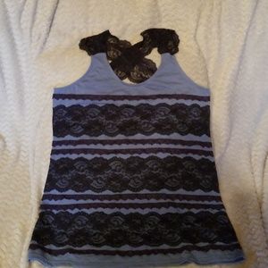 Blue tank top with lace